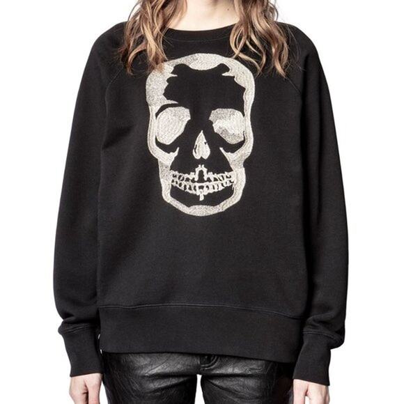 ZADIG & VOLTAIRE Camo Skull Cotton Graphic Sweatshirt XS - Picture 1 of 7